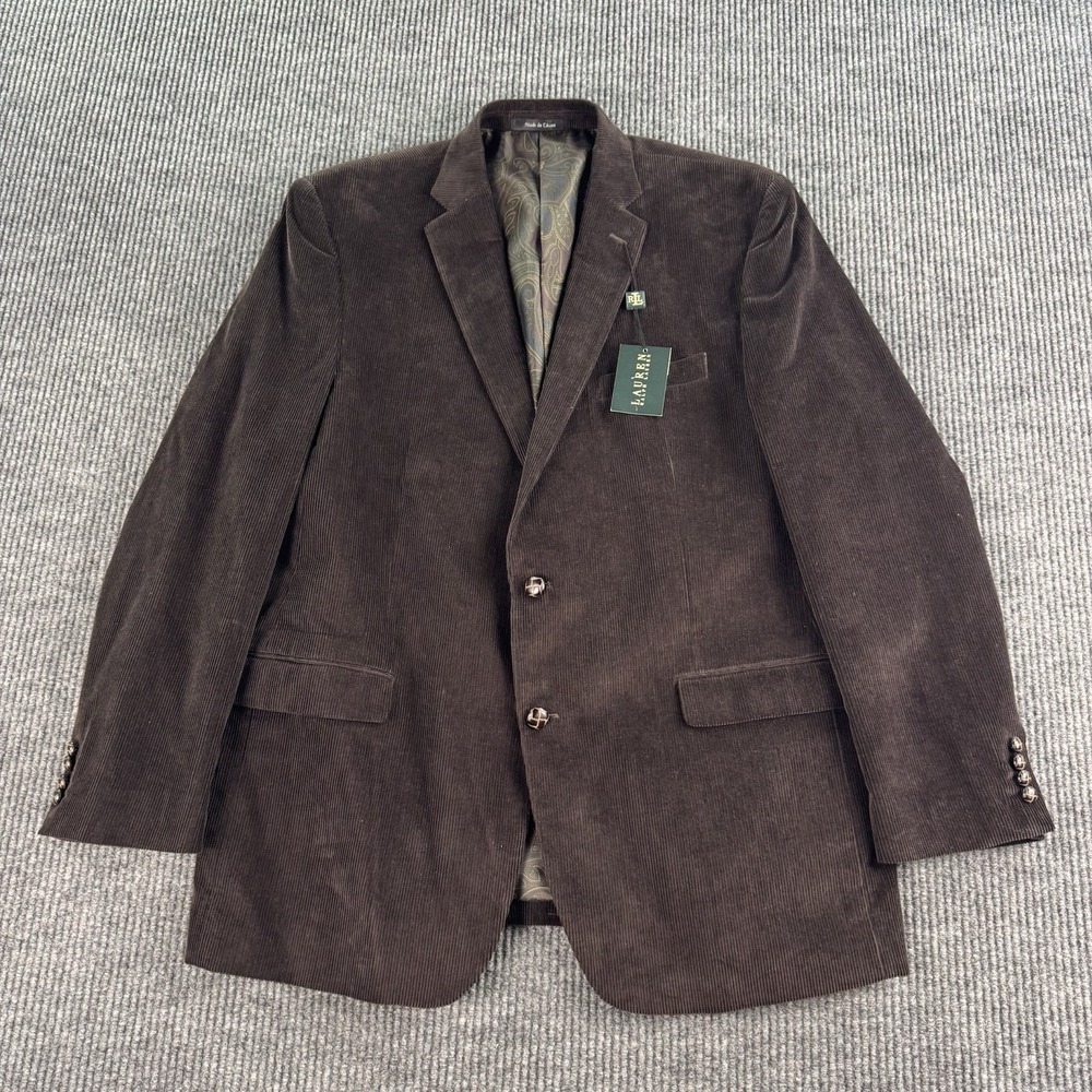 NWT Lauren Ralph Lauren Sport Coat 46 L Brown Cotton Corduroy Ribbed Buttons LRL